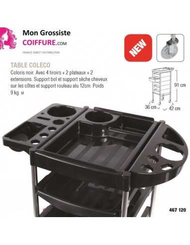 Table COLECO noir 4 tiroirs +  2 plateaux