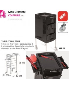 Table COLOBLEACH noir 4 tiroirs et 2 plateaux