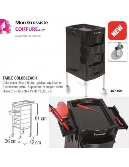 Table COLOBLEACH noir 4 tiroirs et 2 plateaux