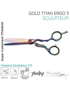 Ciseaux Ysaky Ergo-3 Gold Titan well  55 Sculpteur