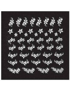 Décor Ongles Blanc Fleurs  Xst51 - SINA