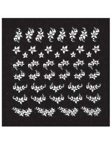 Décor Ongles Blanc Fleurs  Xst51 - SINA