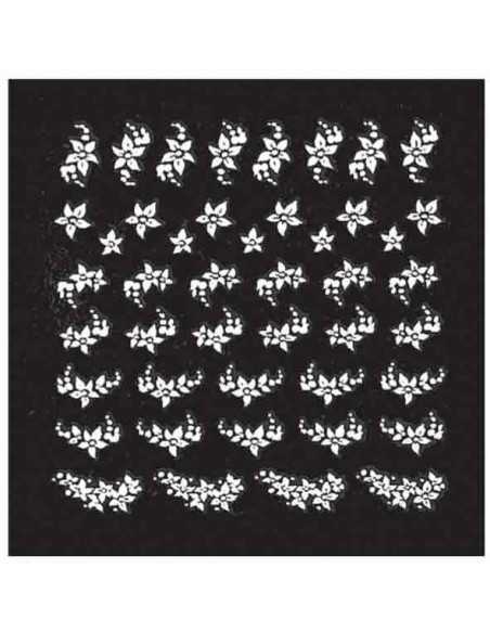 Décor Ongles Blanc Fleurs  Xst51 - SINA