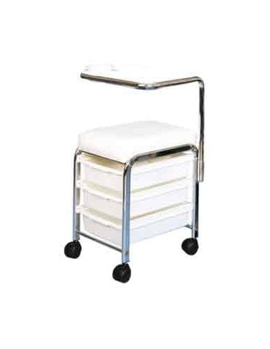 TABOURET MANISIT  3 TIRROIRS +TABLETTE  BLANC    P