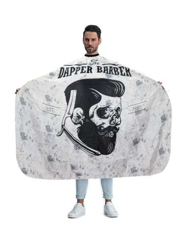 MAXI CAPE- DAPPER-BARBER 5 CLIPS CRANE GRI-NOIR  P