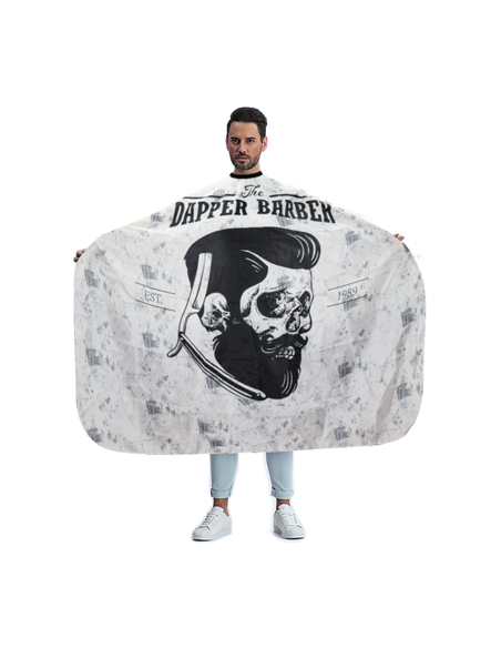 MAXI CAPE- DAPPER-BARBER 5 CLIPS CRANE GRI-NOIR  P