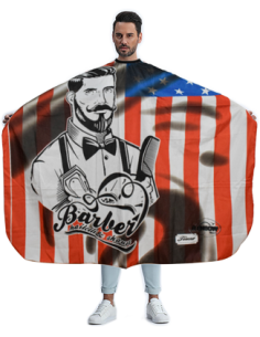 MAXI CAPE- USA-FLAG-BARBER 5 CLIPS  ROUGE BLEU   P