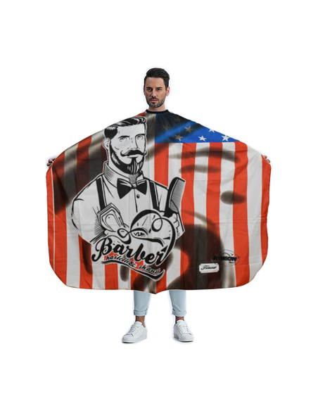MAXI CAPE- USA-FLAG-BARBER 5 CLIPS  ROUGE BLEU   P