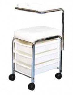 TABOURET MANISIT  3 TIRROIRS +TABLETTE  BLANC    P 2
