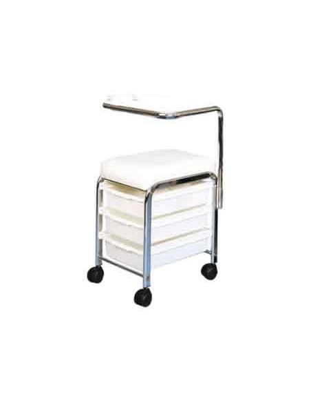 TABOURET MANISIT  3 TIRROIRS +TABLETTE  BLANC    P
