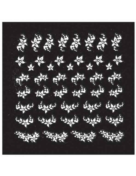 Décor Ongles Blanc Fleurs  Xst51 