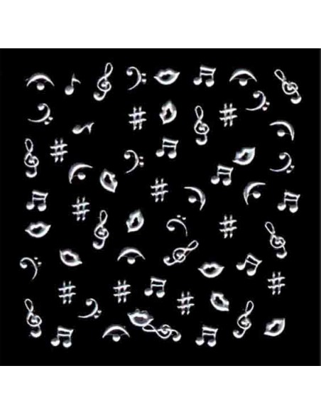 Décor Ongles Argent Musique  Xts142