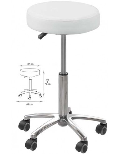 TABOURET COUPE SANTIAG-2 BLANC ROULETTE AXE11MM  P