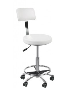 TABOURET AURORE BLANC AVEC REPOSE PIED+DOSSIER   P